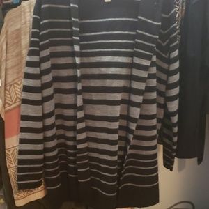 Black and grey hooded cardigan